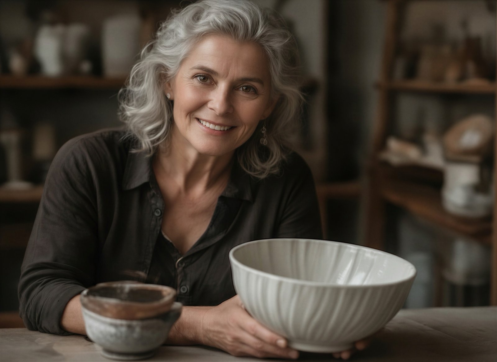 A maker at her own bench, entirely at home in it